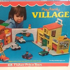 Vintage 1970's Little People Village With Little People